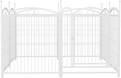 Heavy Duty Dog Playpen Iron White Rust-Resistant Stable Foldable Indoor Outdoor Pet Exercise Pen with Doors