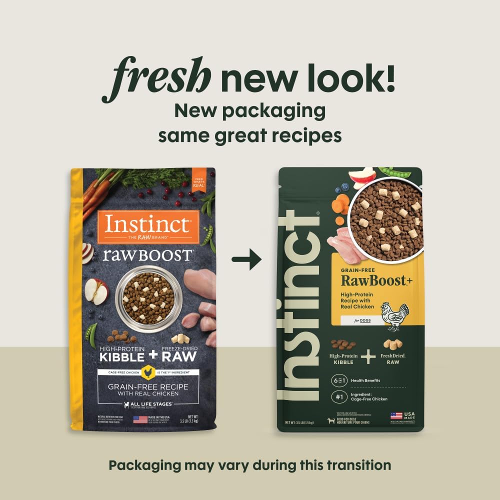 Instinct Raw Boost, Natural Dry Dog Food with Freeze Dried Pieces, High Protein, Grain Free Recipe - Real Chicken, 3.5 lb. Bag