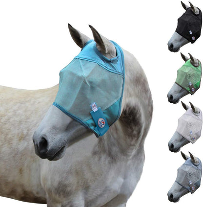 Derby Originals Reflective Mesh Fly Mask with 1 Year Warranty No Ears or Nose Cover,Summer Blue,Small (Pony),72-7107SB-S