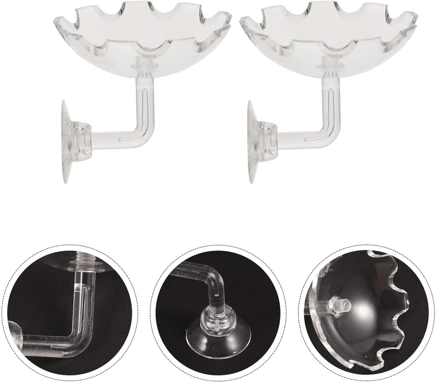 Luxshiny 2Pcs Shrimp Feeding Dish Fish Tank Feeder Bowl with Suction Cup Acrylic Aquarium Supplies for Reptiles and Aquatic Pets