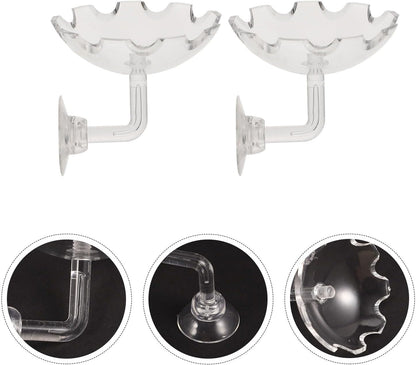 Luxshiny 2Pcs Shrimp Feeding Dish Fish Tank Feeder Bowl with Suction Cup Acrylic Aquarium Supplies for Reptiles and Aquatic Pets