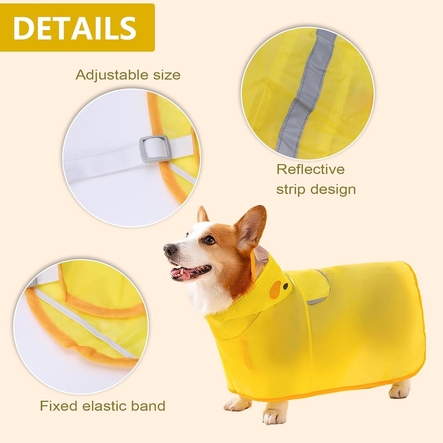 Dog Raincoat,Dog Rain Jacket,Small Dogs Waterproof Coat Medium Pet Puppy Raincoats Umbrella Coats for Doggie Yellow Poncho Jackets Hooded Clothes Gear Impermeable Outfit (Medium)
