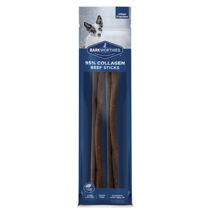 Barkworthies Large 12" Beef Collagen Sticks for Dogs - Healthy Long Lasting Bully Stick Alternative - High Protein Low Fat Dog Treats - 2 Pack