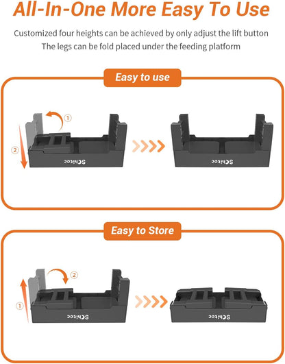 Elevated Dog Bowls, Raised Dog Bowl Stand with Slow Feeder & No Spill Water Bowl, 4 Adjustable Heights for Large Medium and Small Dogs