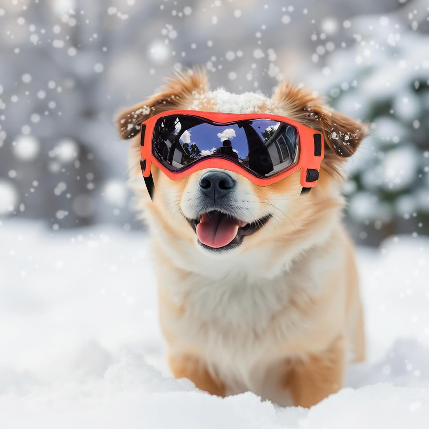 PETLESO Dog Goggles Small Breed, Dog Sunglasses UV Protection Puppy Eyewear for Small Pet Outdoor Riding Driving, Orange S