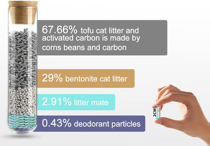 Vealind Cat Litter Fast Clumping Tofu Cats Litter, Flushable Ultra Absorbent 5 in 1 Dust-Free Flushable Odor Free Activiated Carbon Litter Pellets Unscented (2 PACK-16 Pounds)