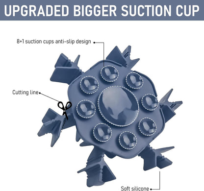 Slow Feeder Insert for Dog Bowl with Upgraded Big Suction Cups Anti-Slip, Cuttable 4.7-7in Anti-Chocking Extra-Slow Feeding Fits Standard Metal Dog Bowls for Large Medium Small Dogs, Blue