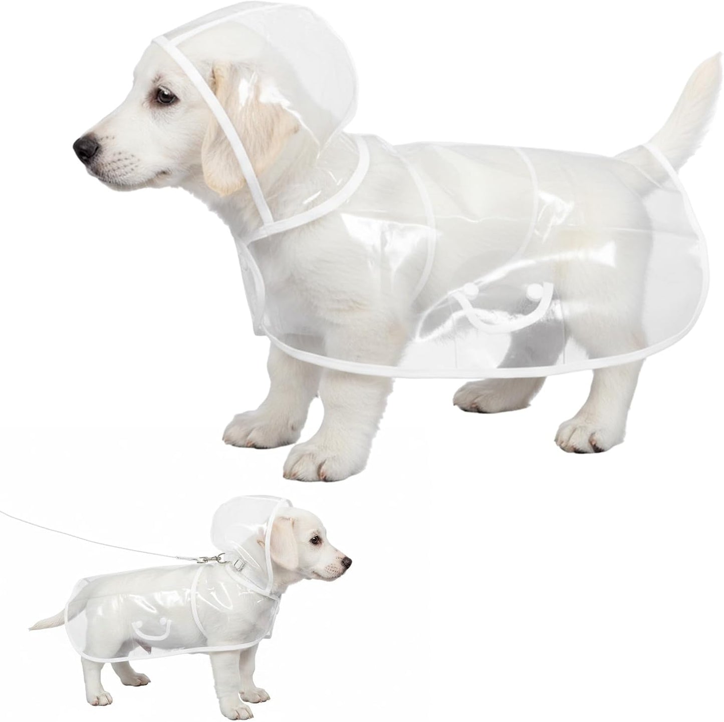 2pcs Dog Rain Poncho for Small Dogs Waterproof Dogs Raincoat with Hidden Leash Hole Adjustable Snaps Small Dog Raincoat Pet Hooded Cape for Bichon Poodle 4-8lbs