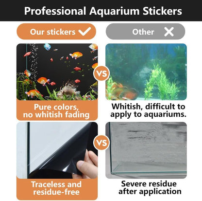 COYOUCO Glossy Black Fish Tank Background – Opaque Aquarium Backdrop PVC Film, Static Cling No-Glue Installation, Waterproof Removable Sticker for Freshwater & Marine Tanks,30×100cm