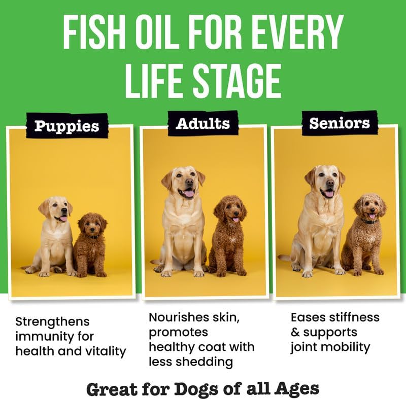 Fish Oil for Dogs & Cats - Natural Omega-3 - Skin & Coat Support - Liquid Food Supplement for Pets - Natural EPA + DHA Fatty Acids for Joint Function, Immune & Heart Health - 8 (fl oz) Salmon