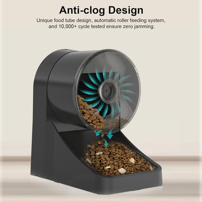 NPET 3L Automatic Cat Feeder, Wheel-Shaped Dry Food Dispenser Timed Pet Feeder for Cats and Small Dogs, 1-8 Meals Per Day - Programmable Portion Control (Black, WiFi Version)