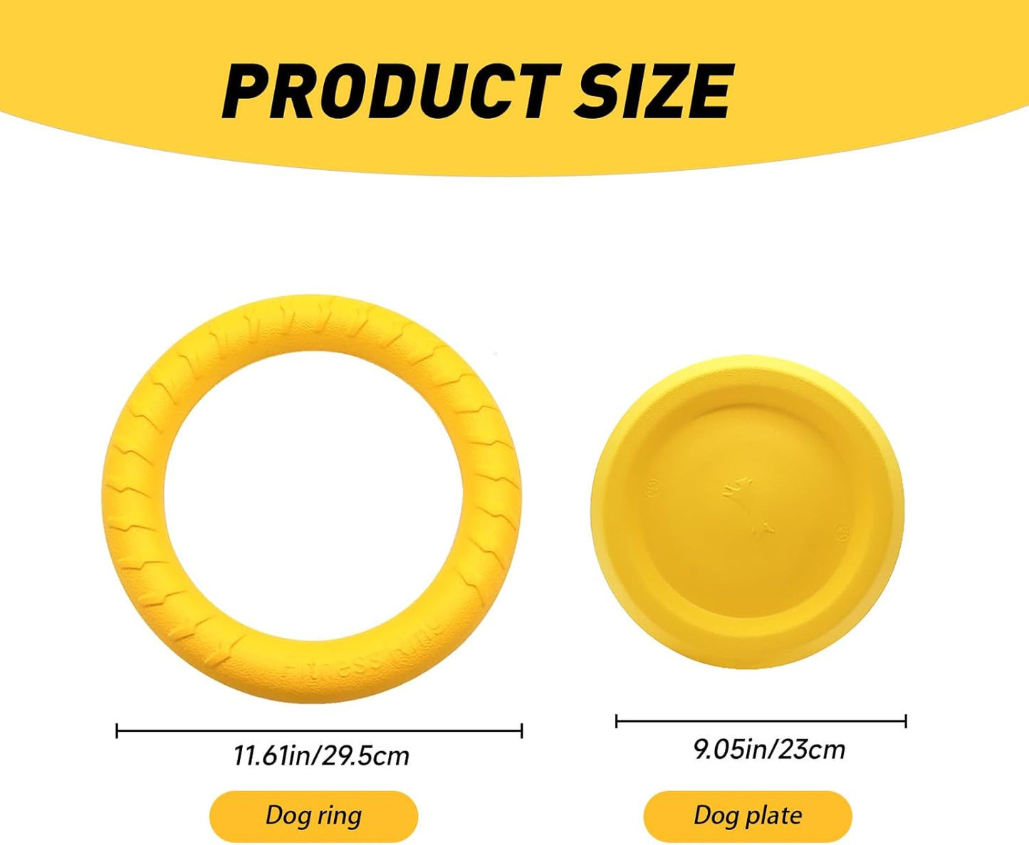 WishLotus Dog Ring Toy and Flying Disc, Interactive Floating Dog Toys Set for Outdoor, Training and Teeth Cleaning Chewers Fetch Toys for Large Dogs (Yellow)