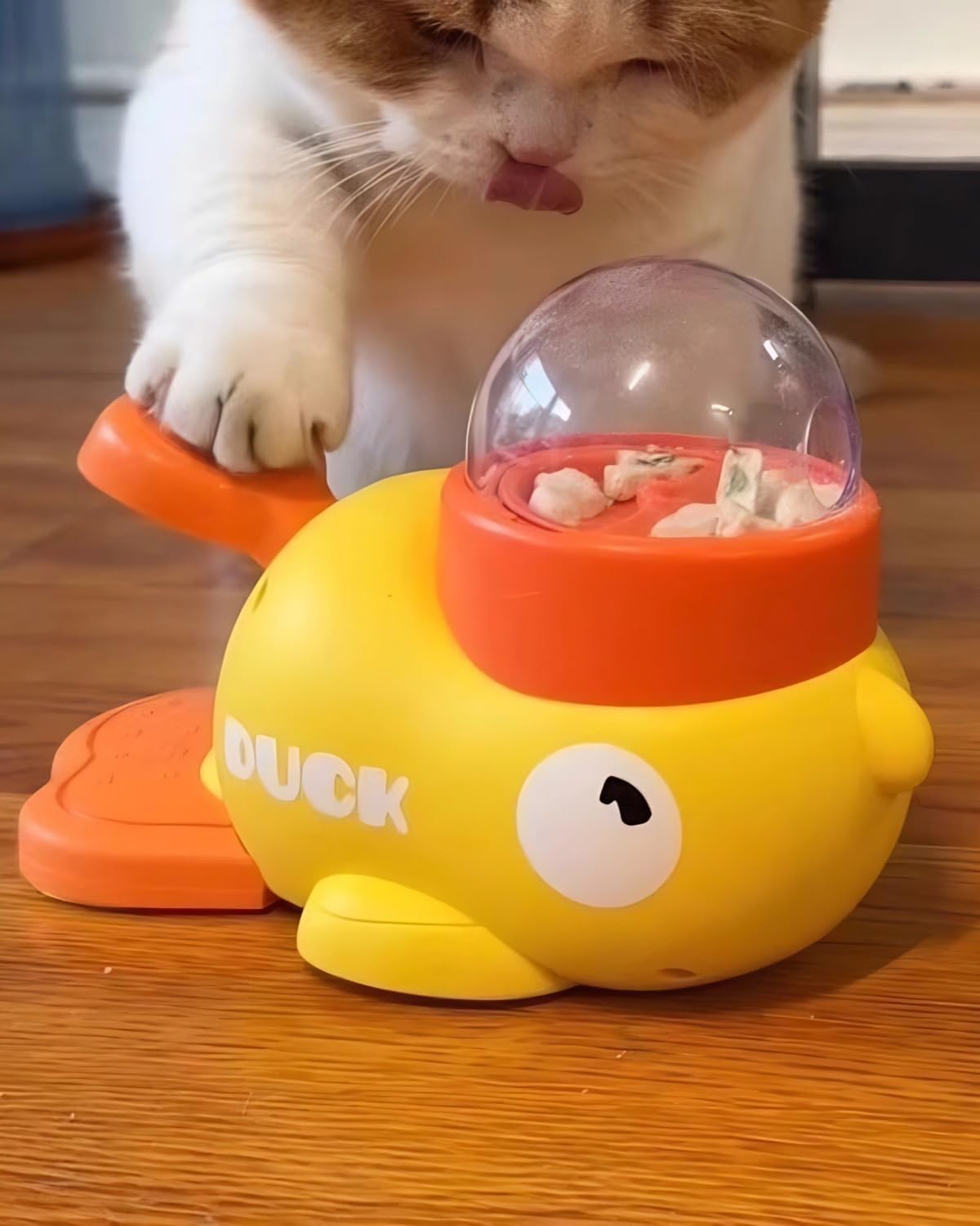 Cat Puzzle Treat Dispenser, Puzzle Feeder Dog Treat Dispenser Toy, Duck Pet Feeder, Slow Feeder Dog Bowls, 3 Sizes of Lids, Duck Treat Dispenser, IQ Training and Exercise for Cats and Dogs