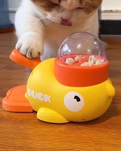 Cat Puzzle Treat Dispenser, Puzzle Feeder Dog Treat Dispenser Toy, Duck Pet Feeder, Slow Feeder Dog Bowls, 3 Sizes of Lids, Duck Treat Dispenser, IQ Training and Exercise for Cats and Dogs