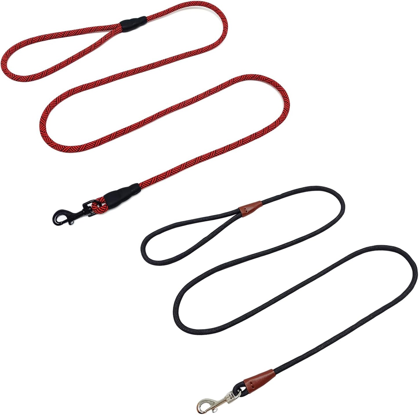 WYuZe 5ft Puppy Leash for Small Dogs (Black Clasp + Silver Clasp)