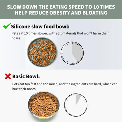 Silicone Slow Feeder Dog Bowls,Puzzle Dog Feeding Bowls with Suction Cups,Healthy Eating,Slow Feeding Anti Slip Design for Small and Medium-Sized Dogs, Dishwasher and Microwave Safe (Grey Green)