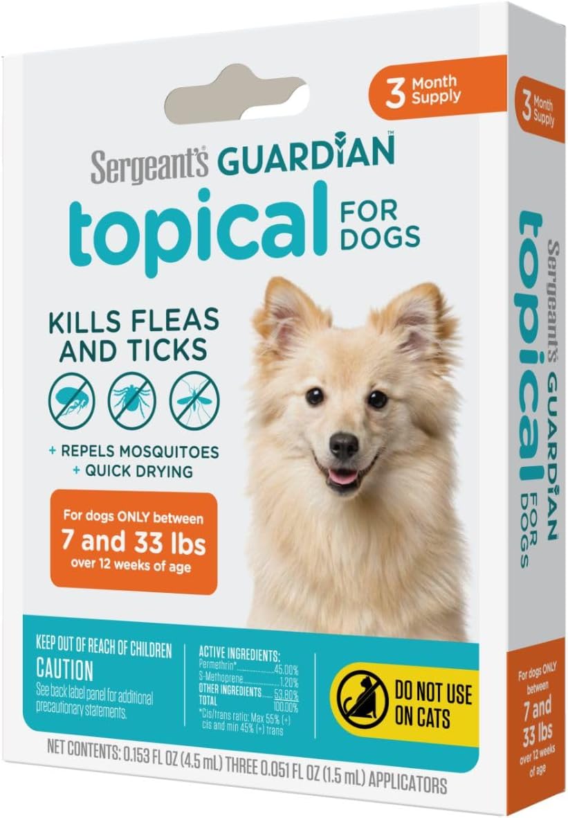 Sergeant's Guardian Flea & Tick Squeeze On for Dogs 7-33 lbs., 3 Count