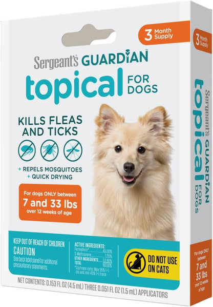 Sergeant's Guardian Flea & Tick Squeeze On for Dogs 7-33 lbs., 3 Count