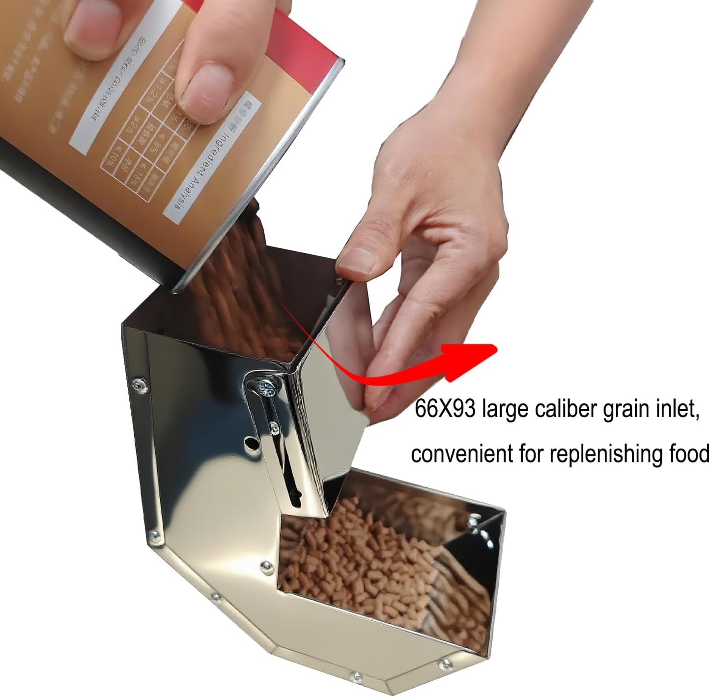 Rabbit Feeder - Small Animal Stainless Steel Gravity Feeding Trough with Lid, Outdoor Durable Cage Feeder Holds Several Days' Food (4 Inch/1.5Lbs)