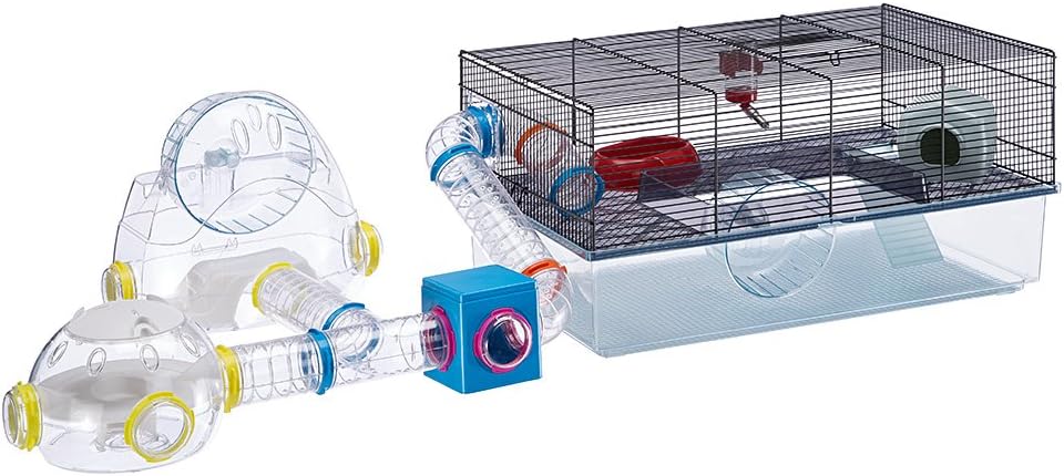 Ferplast Favola Hamster Cage Includes Free Water Bottle, Exercise Wheel, Food Dish & Hamster Hide-Out Large Hamster Cage Measures 23.6L x 14.4W x 11.8H-Inches