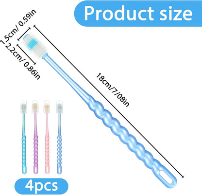 4pcs 360-Degree Pet Toothbrush for Dogs, Cats, and Puppies - Soft Bristle Small Dog Toothbrush in Purple, Pink, Blue, Green