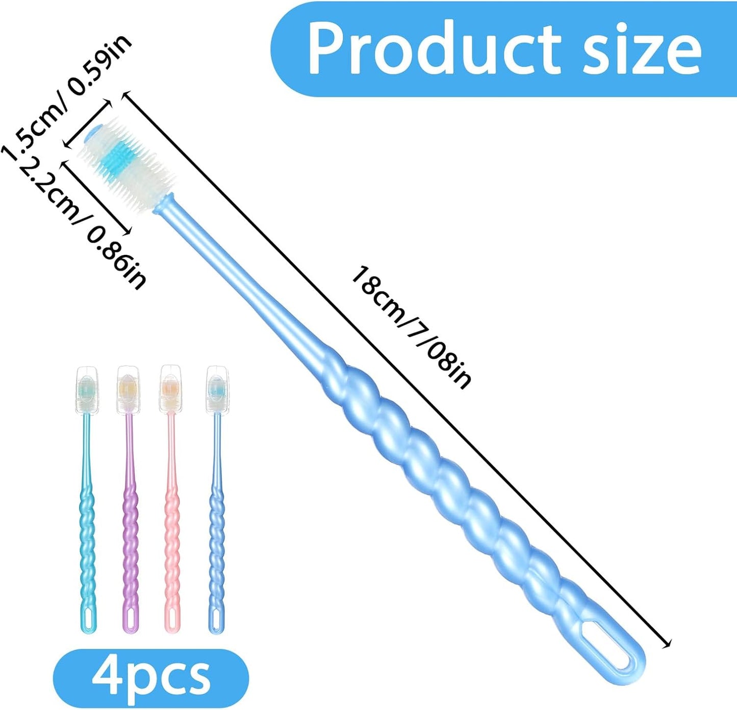 4pcs 360-Degree Pet Toothbrush for Dogs, Cats, and Puppies - Soft Bristle Small Dog Toothbrush in Purple, Pink, Blue, Green