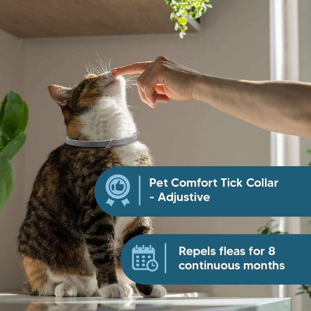 Flea Collar for Cats, Cat Flea and Tick Collars, Cat Flea Collars, Kitten Tick Collar, Adjustable 8 Months Protection (Pack of 2)