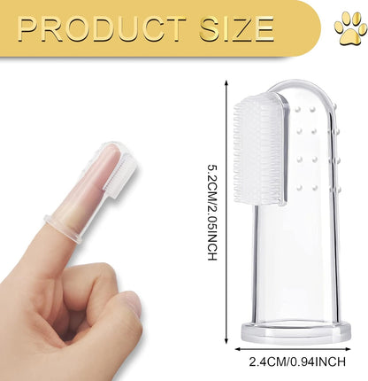 BLMHTWO 5 Pieces Dog Tooth Brushing Kit Finger Toothbrush for Dogs Cat Puppy Toothbrushs with Silicone Bristles and 16 Round Particles Thickened Silicone-Layer Transparent Dog Toothbrushs for All Pets