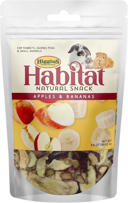 Higgins Habitat Natural Snack Small Animal Treat Bundle Habitat Natural Snack Rabbit Treat Apples/Bananas, Carrots/Peas/Greens & Flowers/Berries. 3.5oz Bags. Rabbits, Guinea Pigs, Hamsters