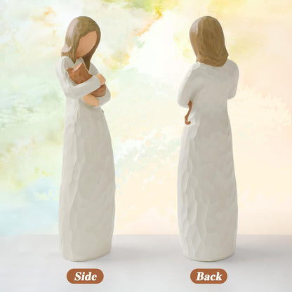 Cuayaes Cat Memorial Gifts, Orange Cat Figurines Loss of Cat Sympathy Gift for Cat Mom, Friendship Guardian Angel Statue Cat Remembrance Gifts for Women Cat Lovers