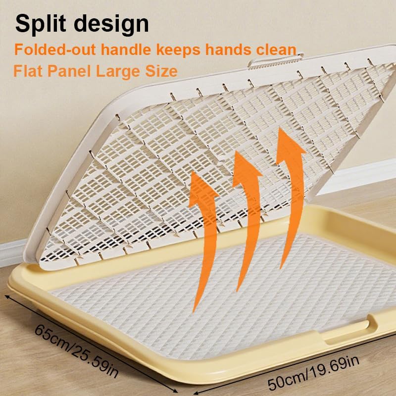 Dog Potty Tray Toilet Doggy Bathroom Dog Litter, Indoor Pee Pad Toilet Puppy Pee Pad Holder, Puppy Pee Mesh Tray, Dog Potty Pan for Small Medium Puppies (Yellow, 50X65cm)