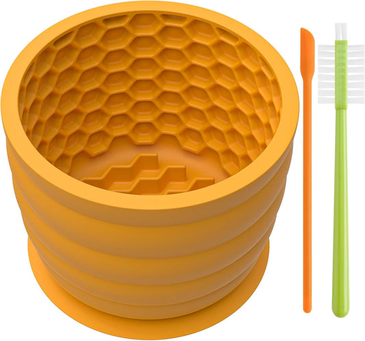 NiHome Silicone Dog Slow Feeder Bowl with Honeycomb Lick Mat for Small to Large Dogs, Slows Eating & Aids Anxiety Relief, Promotes Calm Behavior, Dishwasher Safe & Freezer-Friendly, Non-Toxic Material