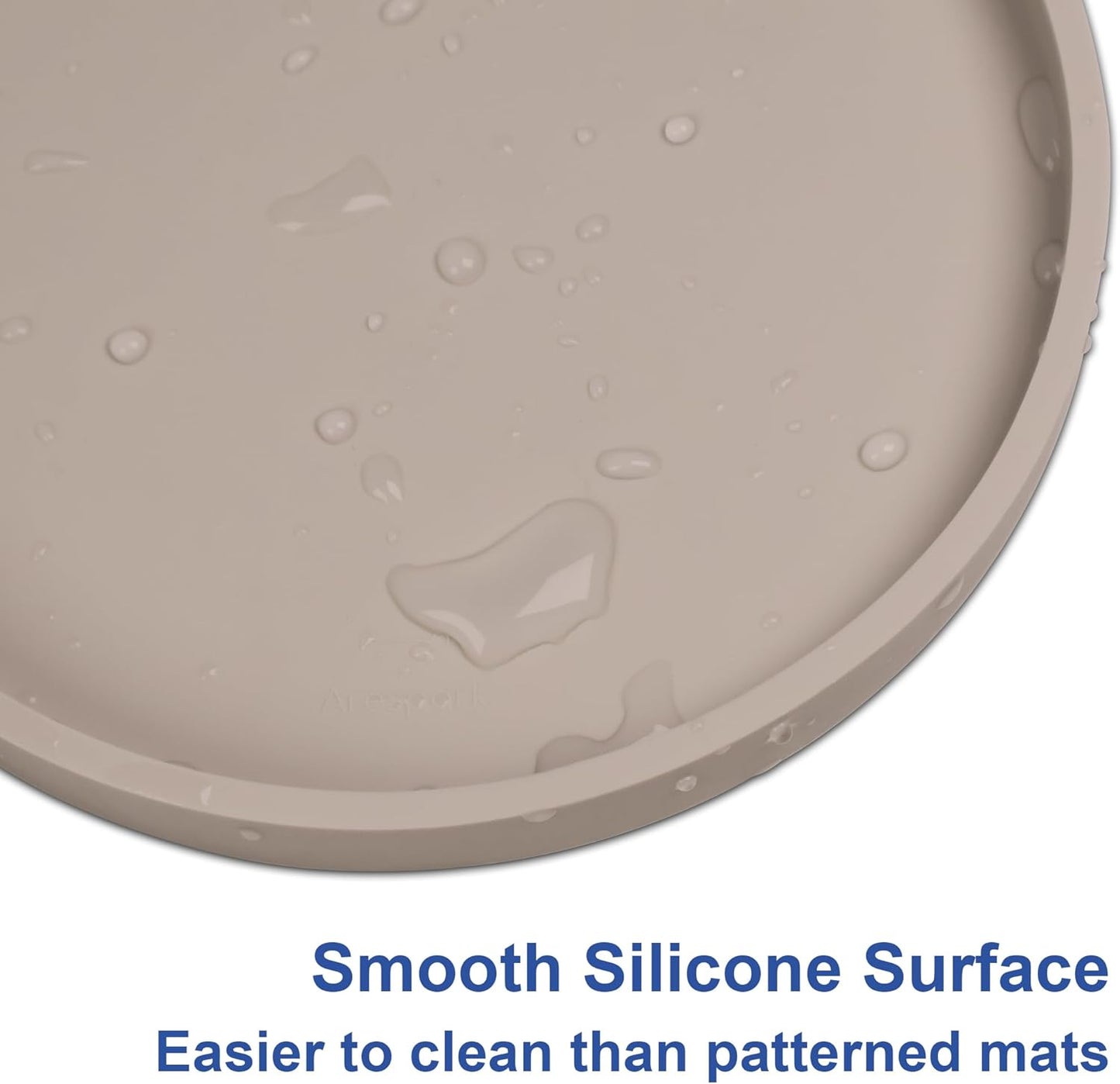 Arespark Pet Silicone Food Mat, Set of 2 Nonslip Waterproof Feeding Bowl Mat with Raised Edges for Food and Water Prevent Spills, Round Eating Tray for Dog Cat Puppy Kitten, 6'' x 6''