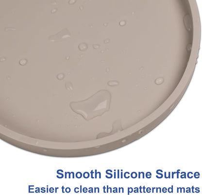 Arespark Pet Silicone Food Mat, Set of 2 Nonslip Waterproof Feeding Bowl Mat with Raised Edges for Food and Water Prevent Spills, Round Eating Tray for Dog Cat Puppy Kitten, 6'' x 6''