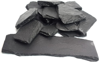 Natural Slate Stone Rocks, Mix of Stones 2 to 3 inches and 1 Piece About 8 inches - for Aquariums and Terrariums, Aquascaping (3 Pounds)