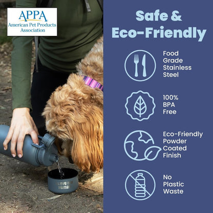 rubyloo Dog Mom Essentials Bundle - Puffer Tote with Storage Containers (Rust) and 32 oz Water Bottle with Detachable Bowl (I Love My Dog) - Travel Bag and Hydration Set