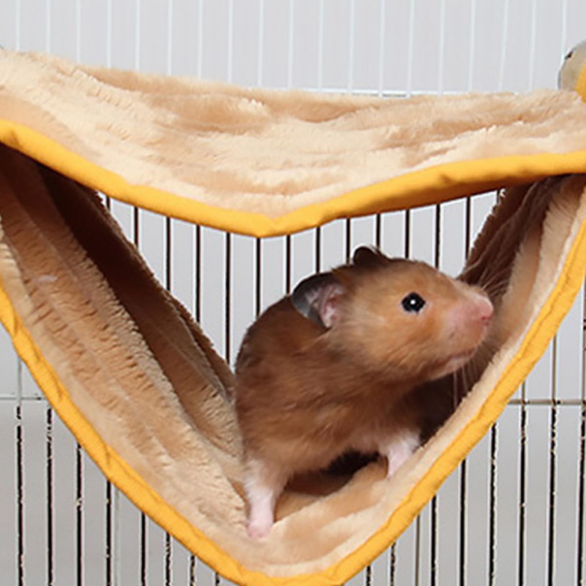 Hamster Hammock Bed and Chinchilla Hanging Swing Nest, Warm Removable Pet Cage Hammock, Yellow Small Size for Small Animals and Hamsters