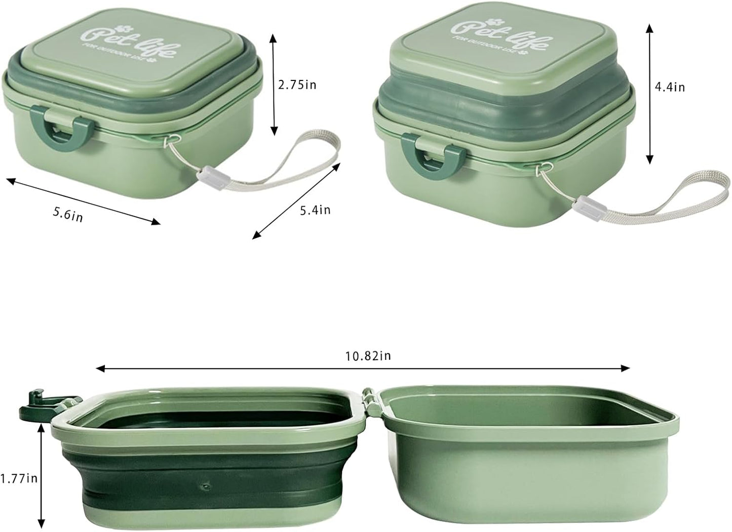 Collapsible Dog Bowls, Travel Water Bowl for Dogs, 2-in-1 Portable Food and Water Feeder - Travel Dog Bowls with Lid for Walking, Traveling, Camping and Hiking