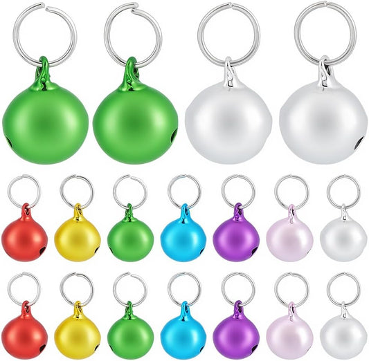 24Pcs Pet Bells for Dog Cat Collar Multicolor Cat Dog Collar Charm Round Bells with Crisp Sound Loose Beads Pet Pendant Accessories for Christmas Party Decoration Keychain