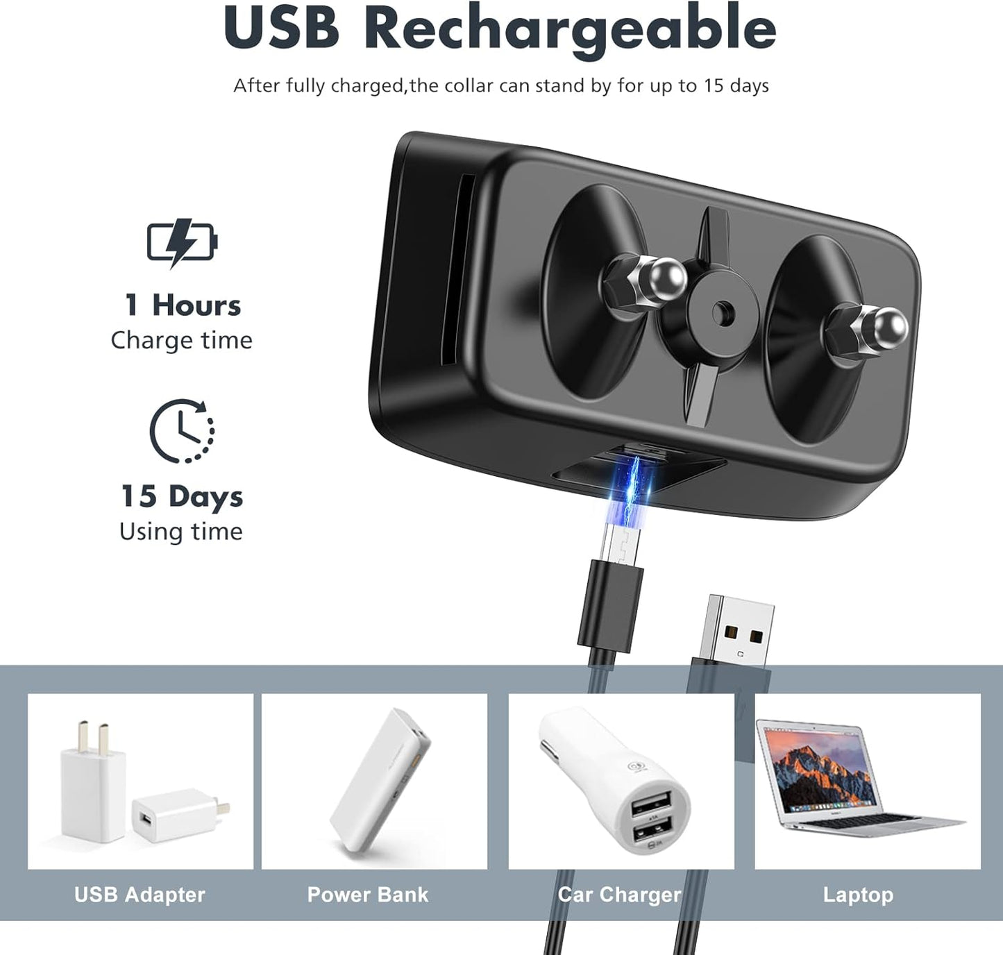 NBJU Bark Collar for Dogs,Rechargeable Anti Barking Training Collar with 7 Adjustable Sensitivity and Intensity Beep Vibration for Small Medium Large Dogs (Black)