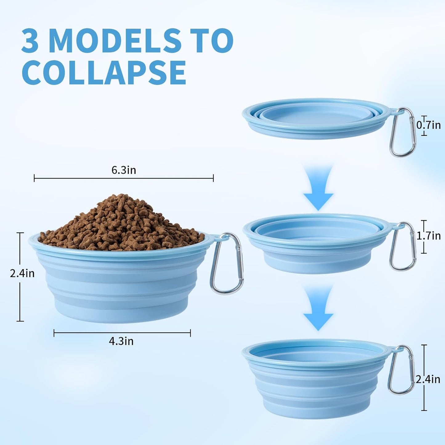 SLSON Collapsible Dog Bowl, 2Pack Macaron Color Pet Travel Bowls Silicone Foldable Water Feeder Dish for Small to Large Dogs Cat Walking Hiking Camping (Macaron Blue and Light Grey, Medium)