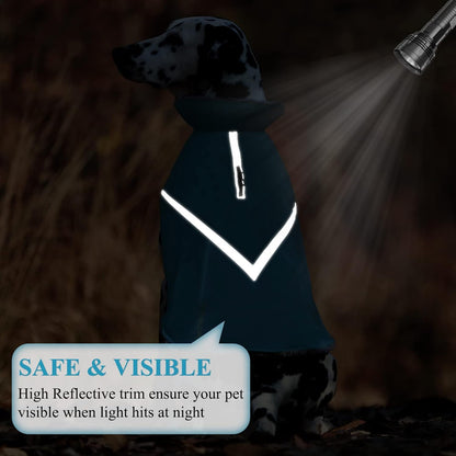 VIVAGLORY Hands Free Dog Leash + Dog Coat, Running Waist Leash with Belt for Running Walking, Warm Fleece Lined Reflective