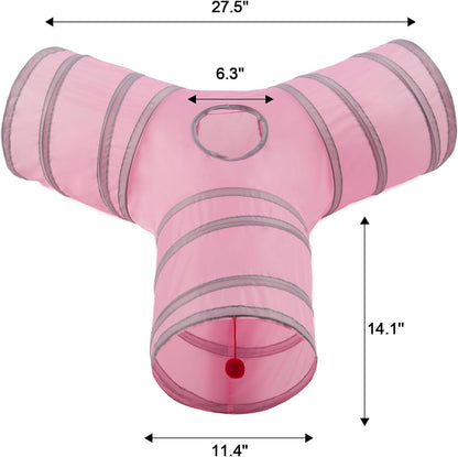 Cat Tunnels for Indoor Cats 3 Way Play Toy Kitty Tunnel Peek Hole Toy with Ball for Cat Tube Fun for Rabbits Kittens and Dogs