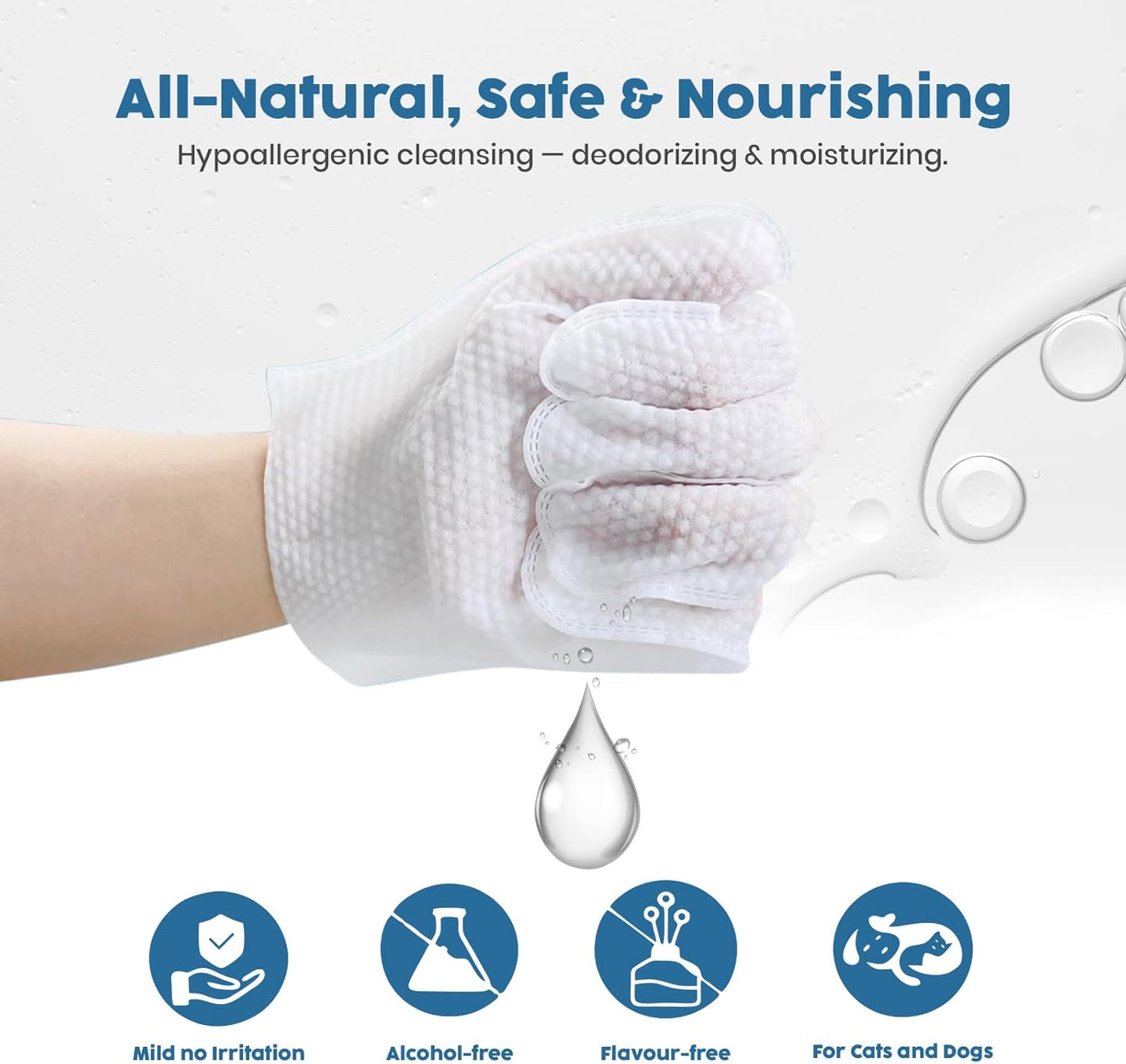 Pet Glove Wipes for Dogs & Cats – Dog Wipes for Paws, Butt, Ears & Eyes – Instant Bath Gloves, Gently Remove Tear Stains, Ear Wax & Dirt – Pet Grooming Kit (20 Glove Wipes, 40 Ear Wipes, 50 Eye Wipes)