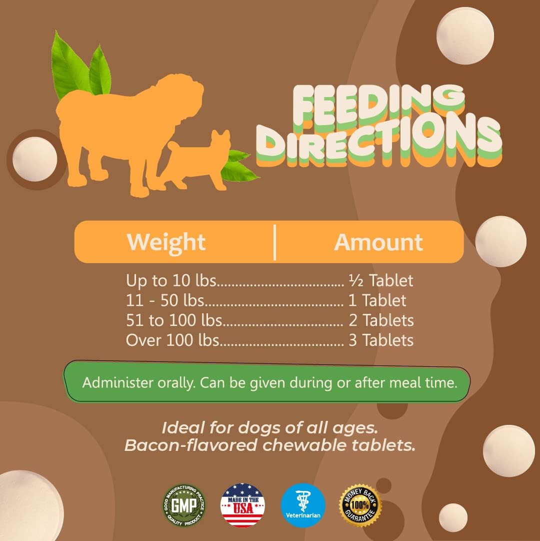 Skin and Coat Supplement with Fish Oil and Omega 3 for Dogs and Cats - Dog Itch Relief Pet Supplement for Shedding, Dry Itchy Skin and Allergies - Dog Allergy Treatment Vitamins (90 Tabs)