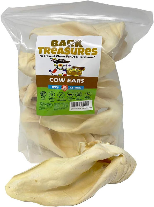 Cow Ears Dog Treats - Premium Thick Cow Ears, Safe Rawhide Alternative - 12 Pcs/Pack