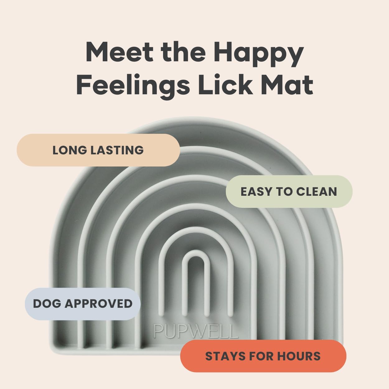 Pupwell Happy Feelings Lick Mat for Dogs and Cats, Dog Slow Feeder, Anxiety and Boredom Relief (Slate Blue)