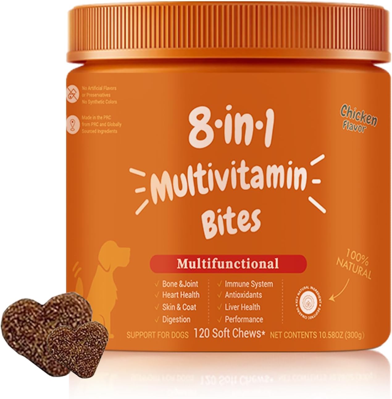 Dog Multivitamins,Chewable Dog Vitamins and Supplements for HIPS, Skin, and Coat,Dog Antibiotics-Multivitamins for Senior Dogs and Puppies,120 Tablets