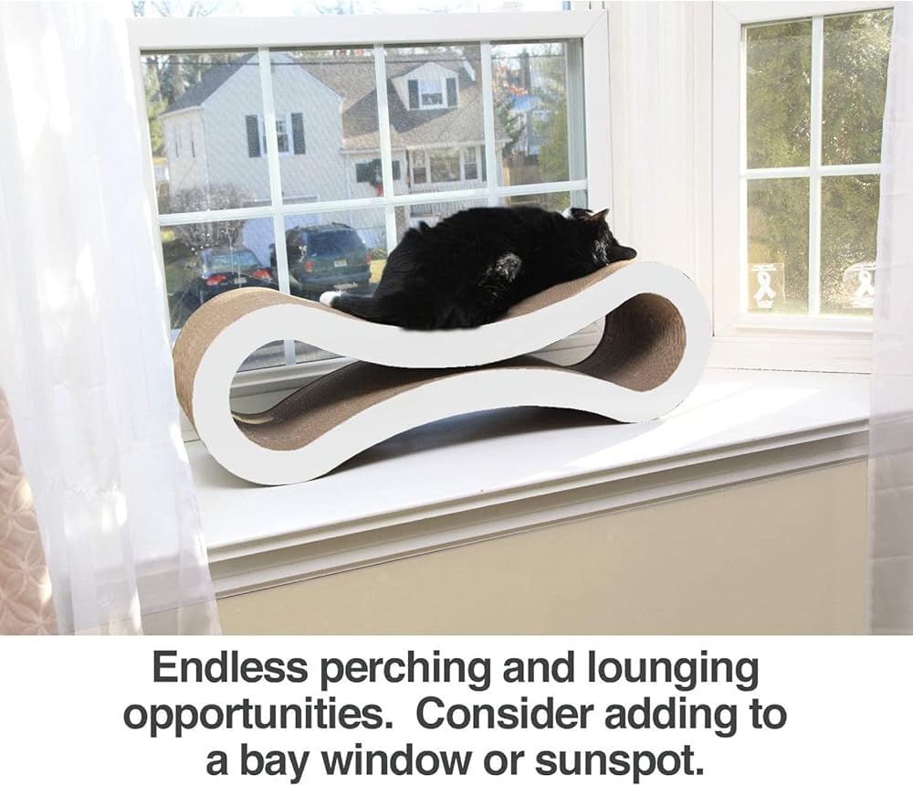 Double-Sided Infinity Cat Scratcher Lounge - Durable Recycled Corrugated Cardboard Cat Scratching Bed
