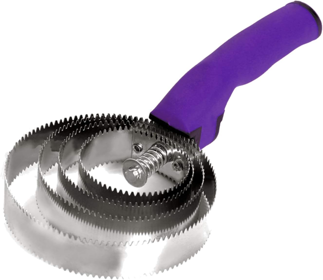 Reversible Stainless Steel Curry Comb with Soft Touch Grip (Purple)